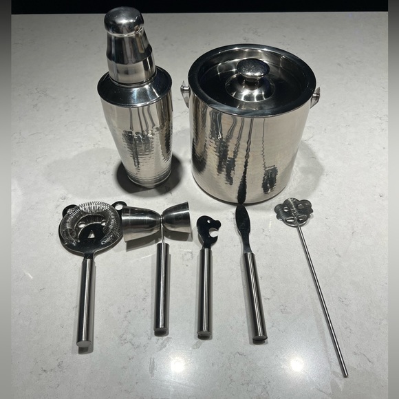 Godinger Dining Hammered Stainless Steel 7pc Barware Set Poshmark